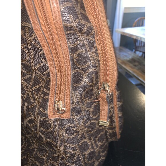 Calvin Klein CK Signature Logo Large BACKPACK, Dark Brown With Tan CK Logos - Picture 7 of 10